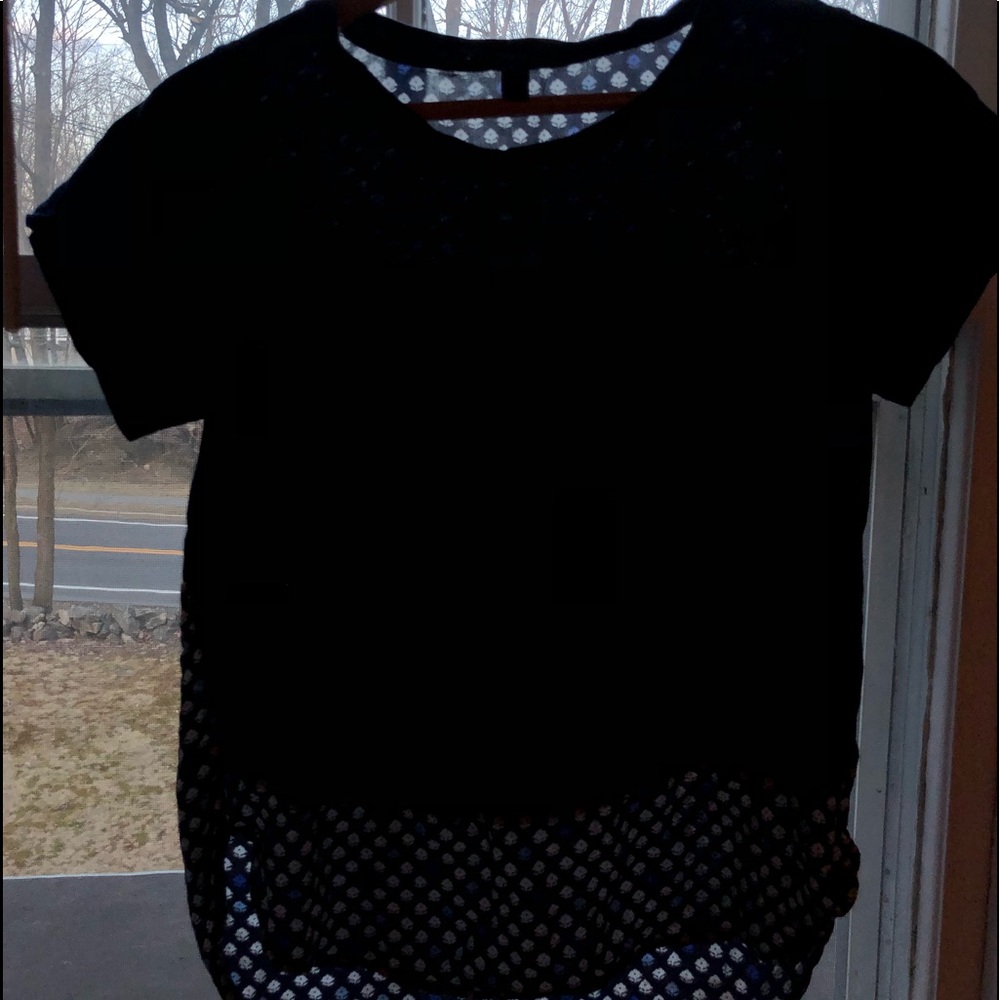 Navy Blue/floral J.Crew Short Sleeve Top Small